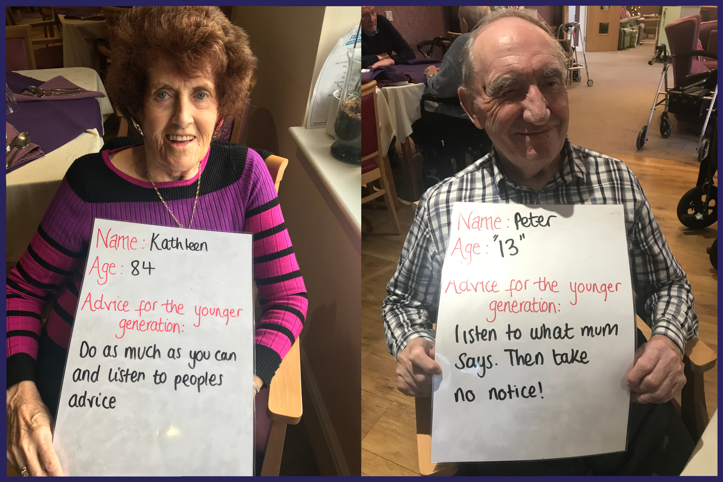 Kathleen and Peter's advice for the younger generation.
