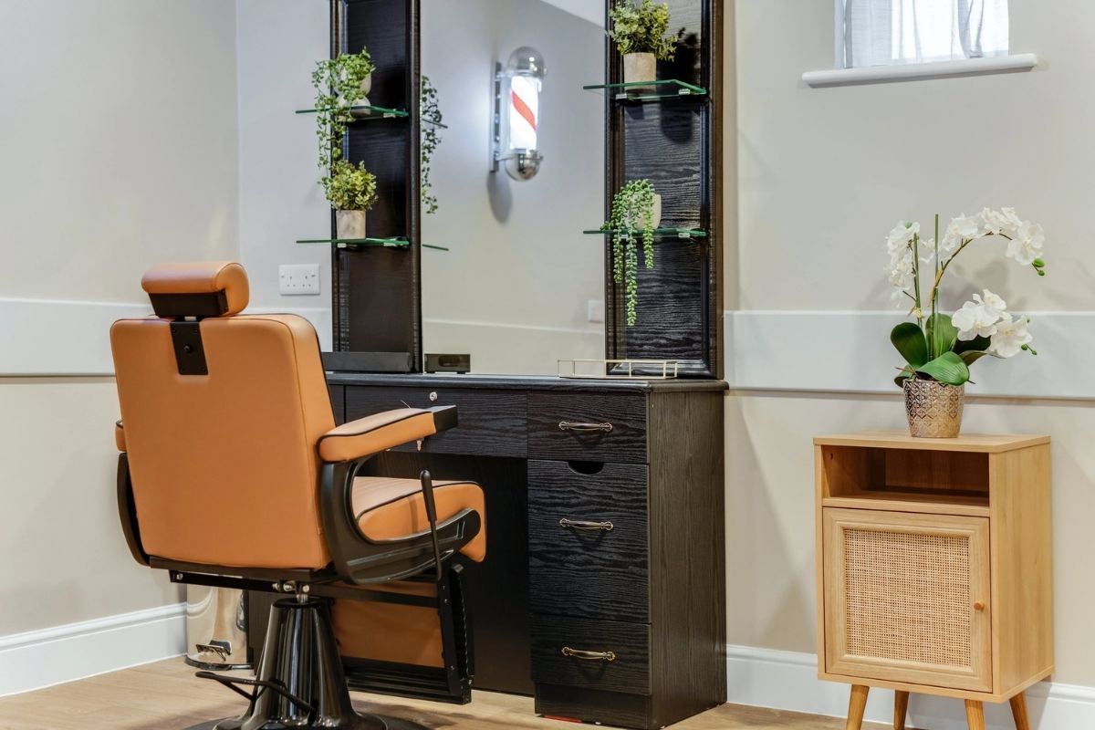 Hair and beauty salon at Upton Manor Care Home in Poole, designed for relaxed grooming and everyday wellbeing.
