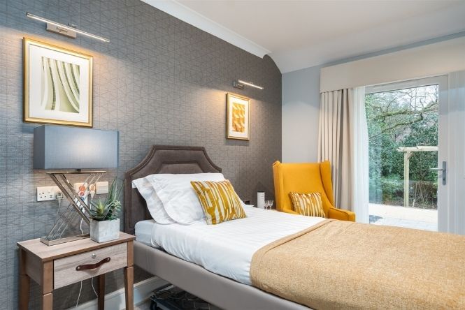 En-suite bedroom at Hindhead Place care home in Hindhead Surrey