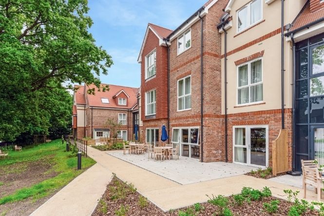 Garden terrace and exterior at Hindhead Place