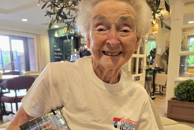 Maggie at Nesbit House taking on her Everest Challenge fundraiser