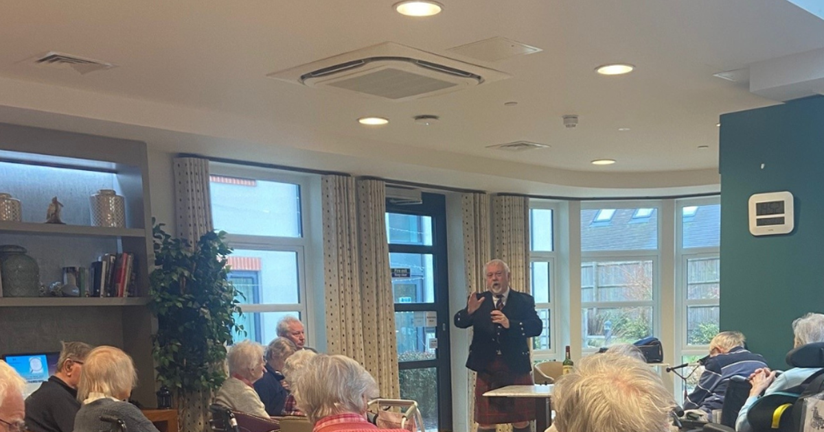Bagpipes for Burns Night at Chawley Grove Care Home