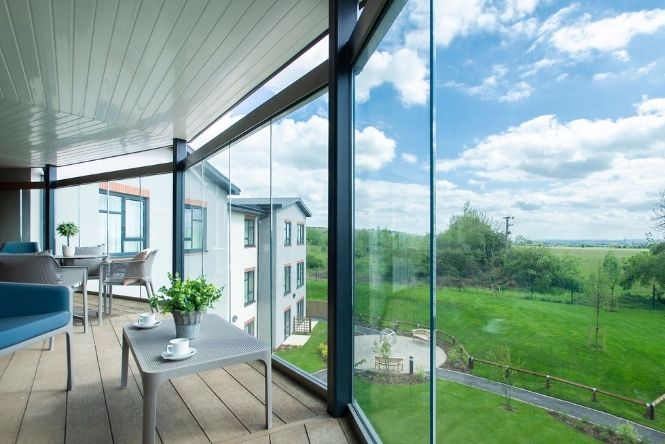 Balcony with countryside views