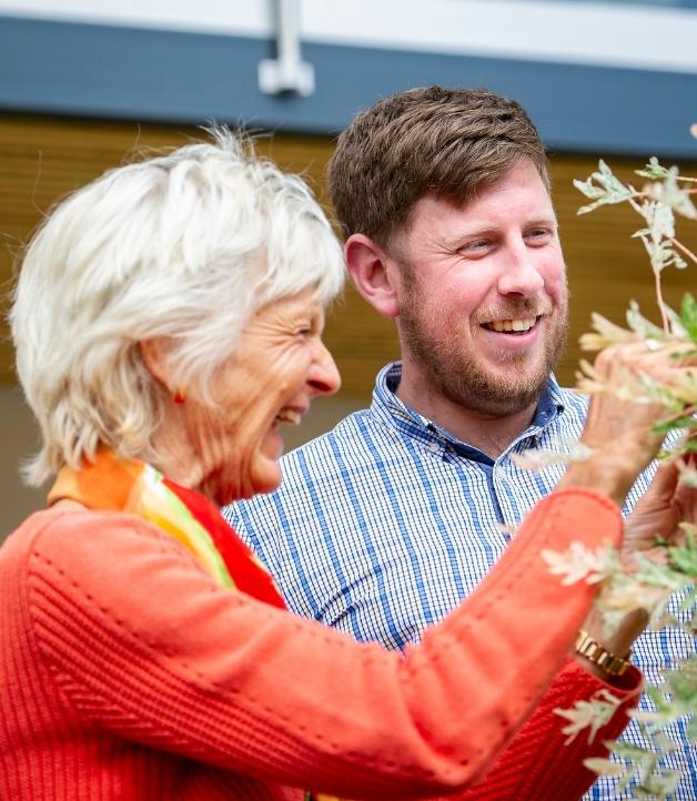 Resident and homemaker in Charrington Manor gardens