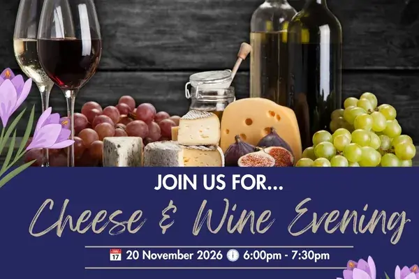 🟣 Cheese & Wine Evening - Purple for Polio