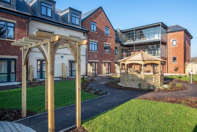 Garden area and rear exterior of Meryton Place