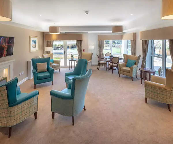 lounge of Milngavie Manor care home in Milngavie, Glasgow. lounge of Milngavie Manor care home in Milngavie, Glasgow.