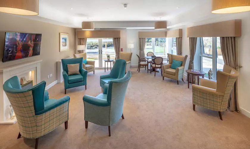 lounge of Milngavie Manor care home in Milngavie, Glasgow. lounge of Milngavie Manor care home in Milngavie, Glasgow.