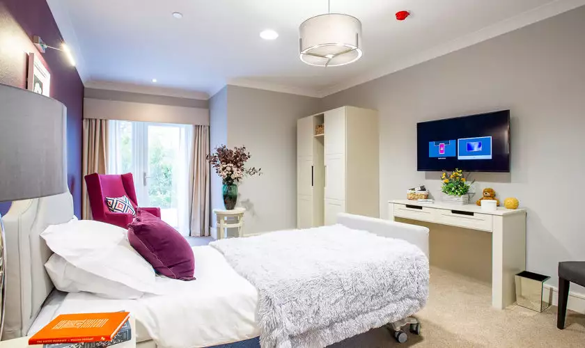 balcony and garden view of Charrington Manor residential care home in West Byfleet