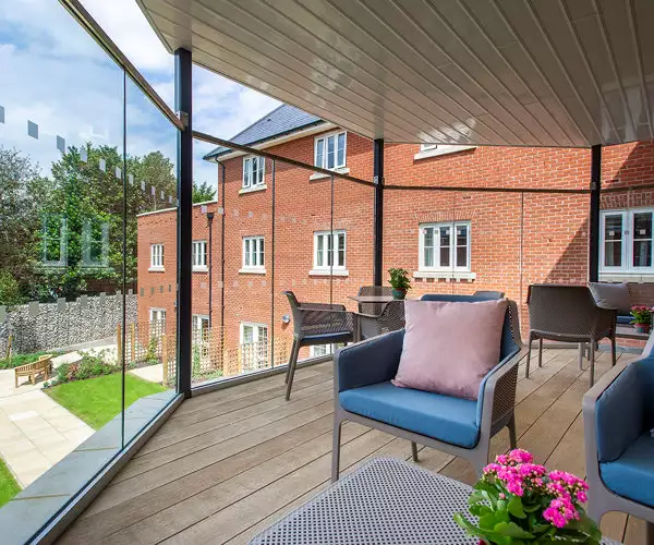 balcony view over gardens of Richmond Manor residential care home in Ampthill, Bedfordshire balcony view over gardens of Richmond Manor residential care home in Ampthill, Bedfordshire