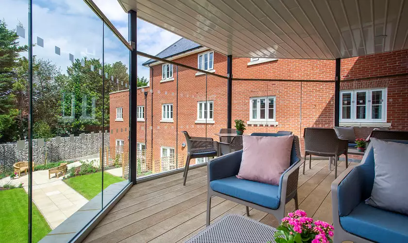 balcony view over gardens of Richmond Manor residential care home in Ampthill, Bedfordshire balcony view over gardens of Richmond Manor residential care home in Ampthill, Bedfordshire