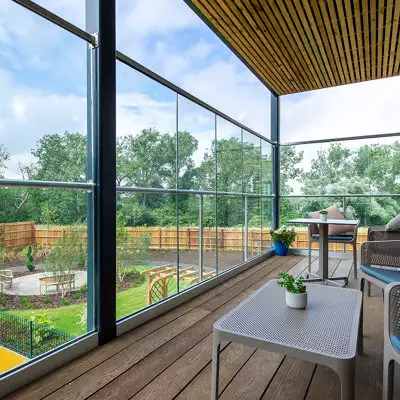 balcony view at Elstow Manor residential care home in Bedford