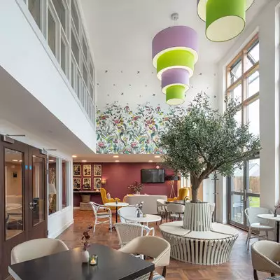 Cafe lounge at Newton House Care Home near Glasgow